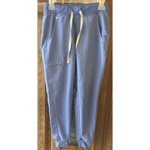 Blue Figs Woman’s XS Light Blue Jogger Scrub Pants Technical Collection FLAWS